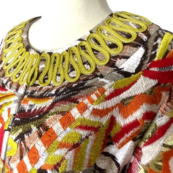 CHICO’S Blazer Jacket Embroidery & Rick Rack Details Size 1 or Women’s 8 - Picture 7 of 15